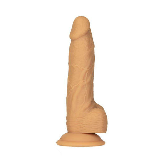 B.M.S. Enterprises Naked Addiction 8" Rotating & Vibrating Dong w/Remote - Caramel 1
