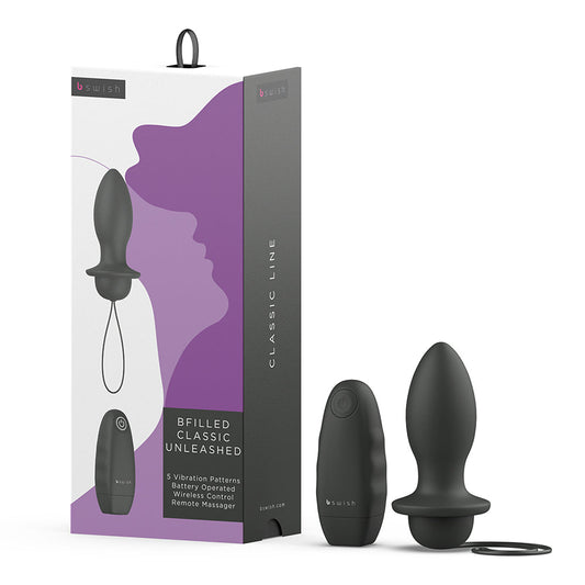 B Swish Bfilled Classic Unleashed Vibrating Plug Black 