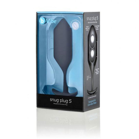 b-Vibe Snug Plug 5 Weighted Silicone Anal Plug Black 