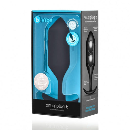 b-Vibe Snug Plug 6 Weighted Silicone Anal Plug Black 