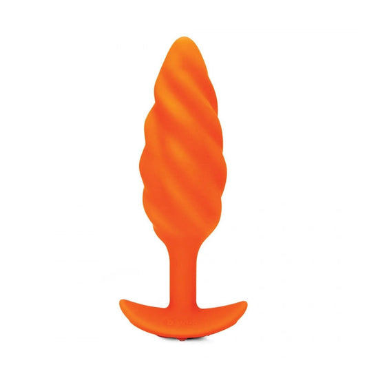 b-Vibe Swirl Rechargeable Vibrating Silicone Textured Anal Plug Orange 