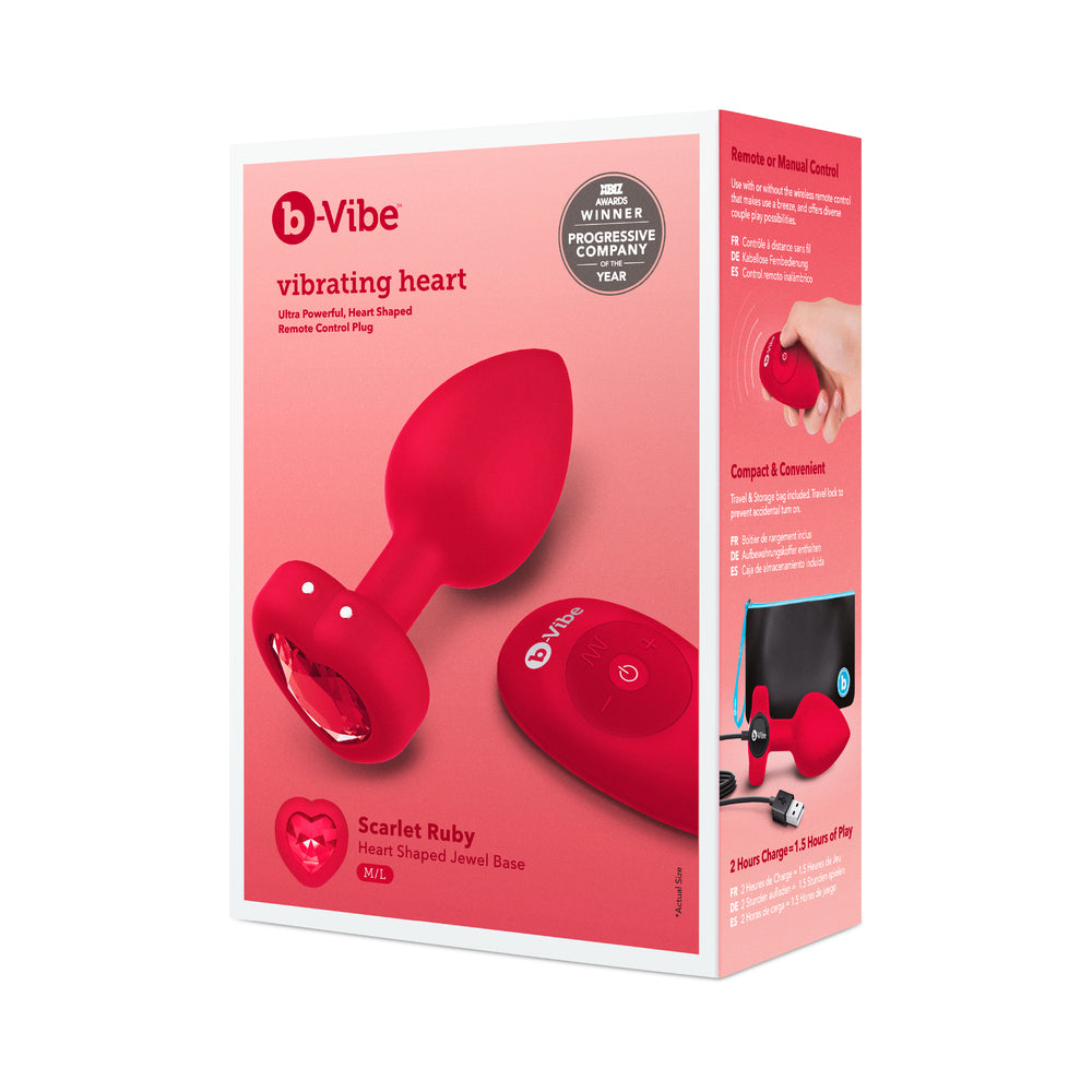 b-Vibe Vibrating Heart Anal Plug with Heart-Shaped Jewel Base M/L Red11