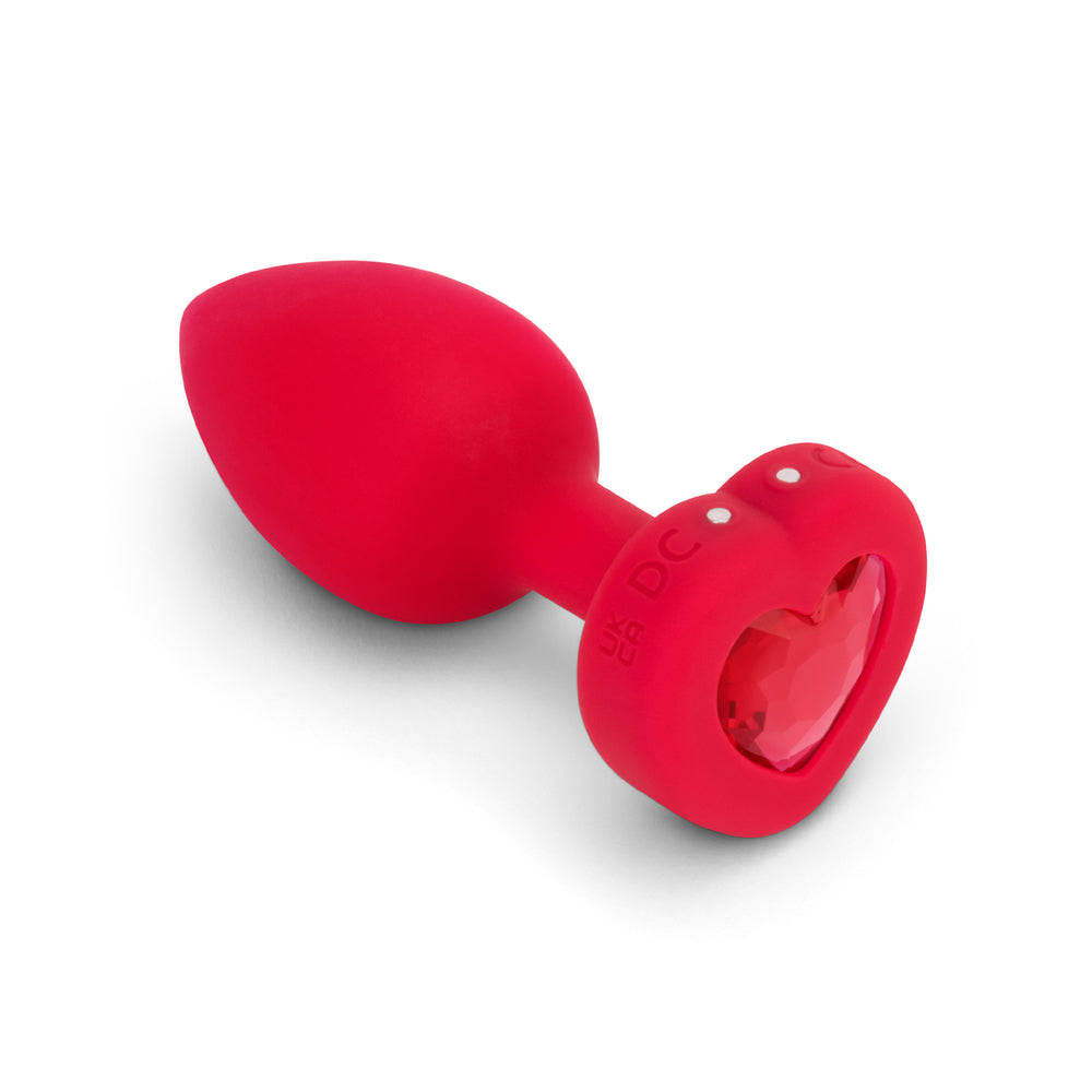 b-Vibe Vibrating Heart Anal Plug with Heart-Shaped Jewel Base M/L Red2