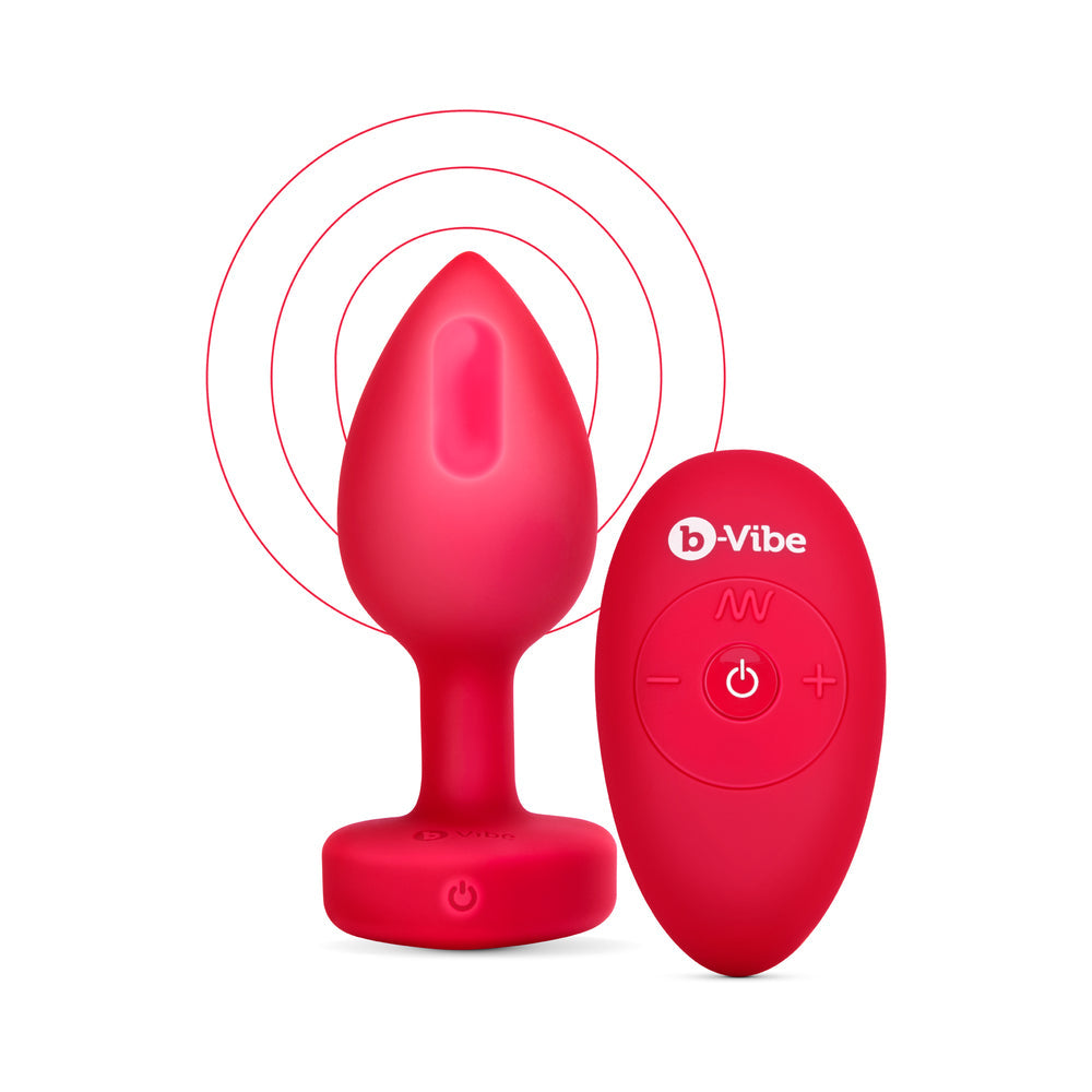 b-Vibe Vibrating Heart Anal Plug with Heart-Shaped Jewel Base M/L Red3