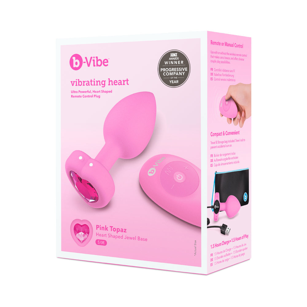b-Vibe Vibrating Heart Anal Plug with Heart-Shaped Jewel Base S/M Pink11