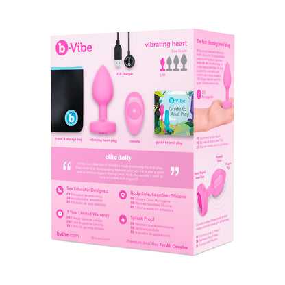 b-Vibe Vibrating Heart Anal Plug with Heart-Shaped Jewel Base S/M Pink12