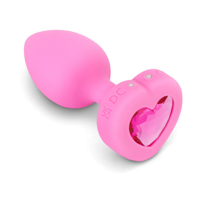 b-Vibe Vibrating Heart Anal Plug with Heart-Shaped Jewel Base S/M Pink2