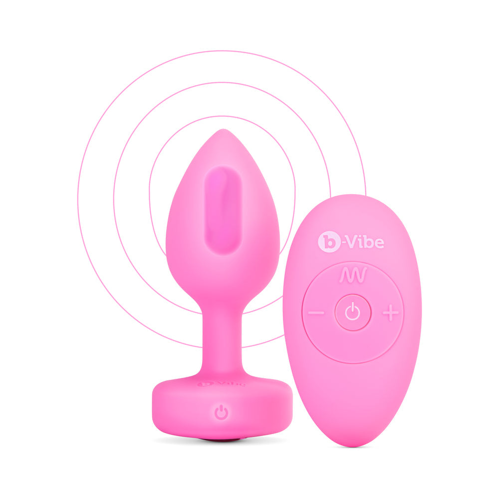 b-Vibe Vibrating Heart Anal Plug with Heart-Shaped Jewel Base S/M Pink3