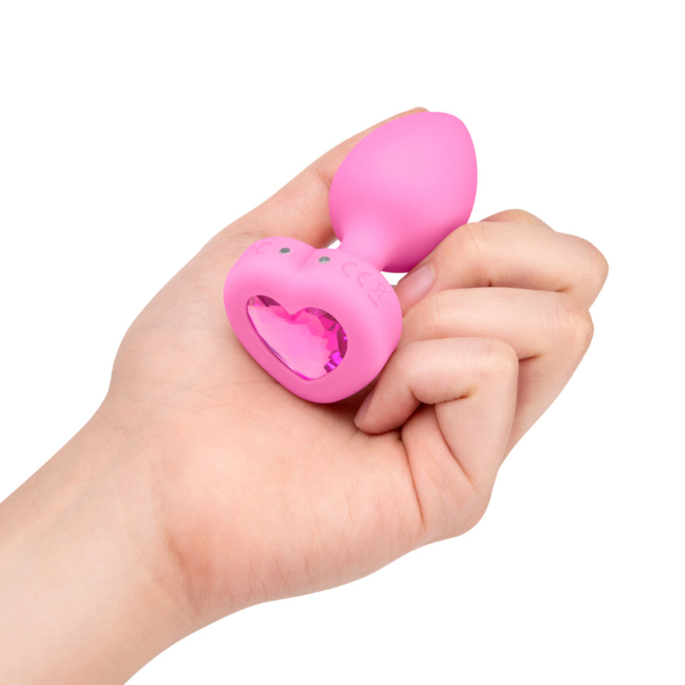 b-Vibe Vibrating Heart Anal Plug with Heart-Shaped Jewel Base S/M Pink4