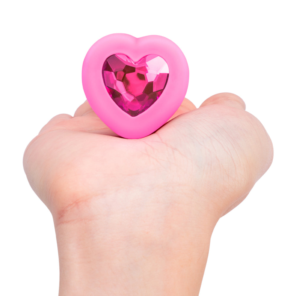 b-Vibe Vibrating Heart Anal Plug with Heart-Shaped Jewel Base S/M Pink7