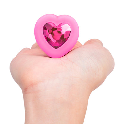 b-Vibe Vibrating Heart Anal Plug with Heart-Shaped Jewel Base S/M Pink7