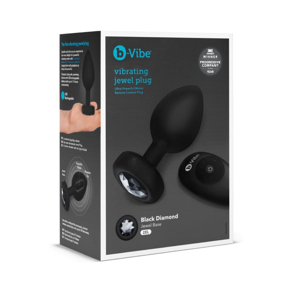 b-Vibe Vibrating Jewel Rechargeable Remote-Controlled Anal Plug with Gem Base Black Diamond6