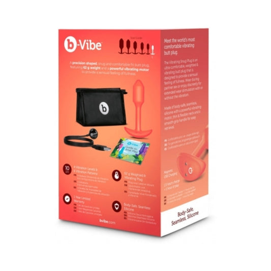 b-Vibe Vibrating Snug Plug 1 Rechargeable Weighted Silicone Anal Plug Orange1