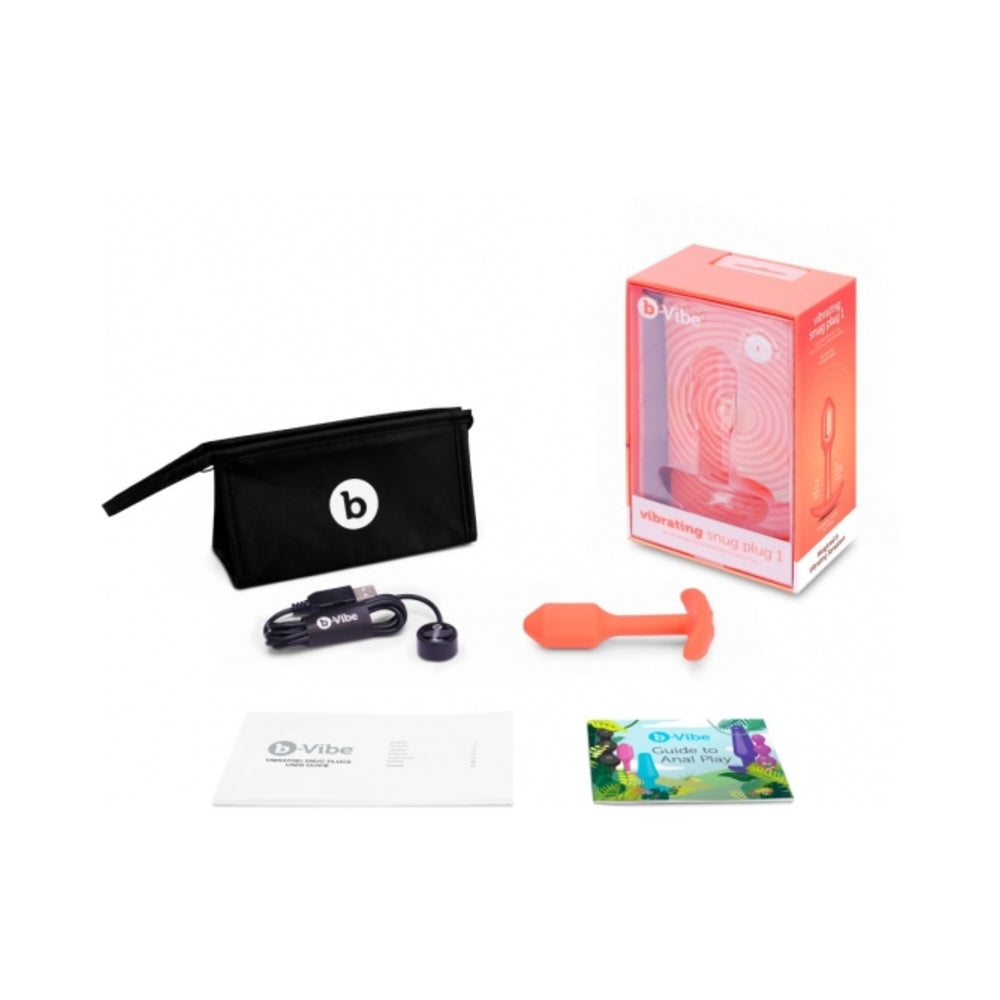b-Vibe Vibrating Snug Plug 1 Rechargeable Weighted Silicone Anal Plug Orange2