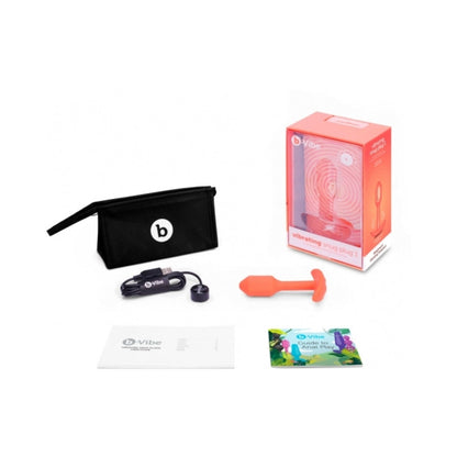 b-Vibe Vibrating Snug Plug 1 Rechargeable Weighted Silicone Anal Plug Orange2