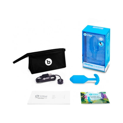 b-Vibe Vibrating Snug Plug 3 Rechargeable Weighted Silicone Anal Plug Blue2
