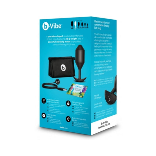 b-Vibe Vibrating Snug Plug 5 Rechargeable Weighted Silicone Anal Plug Black1