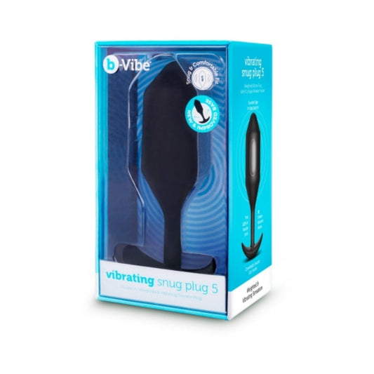 b-Vibe Vibrating Snug Plug 5 Rechargeable Weighted Silicone Anal Plug Black 