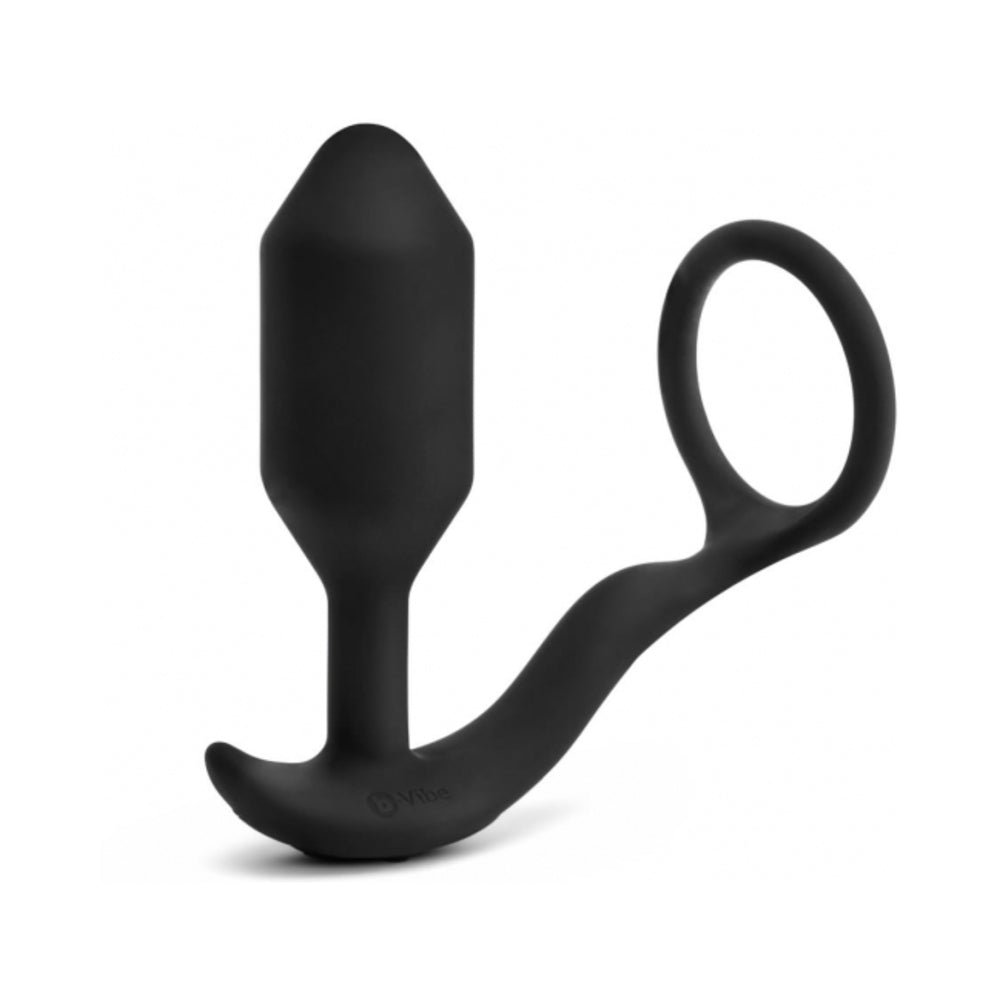 b-Vibe Vibrating Snug & Tug Rechargeable Weighted Silicone Anal Plug with Cockring Black4