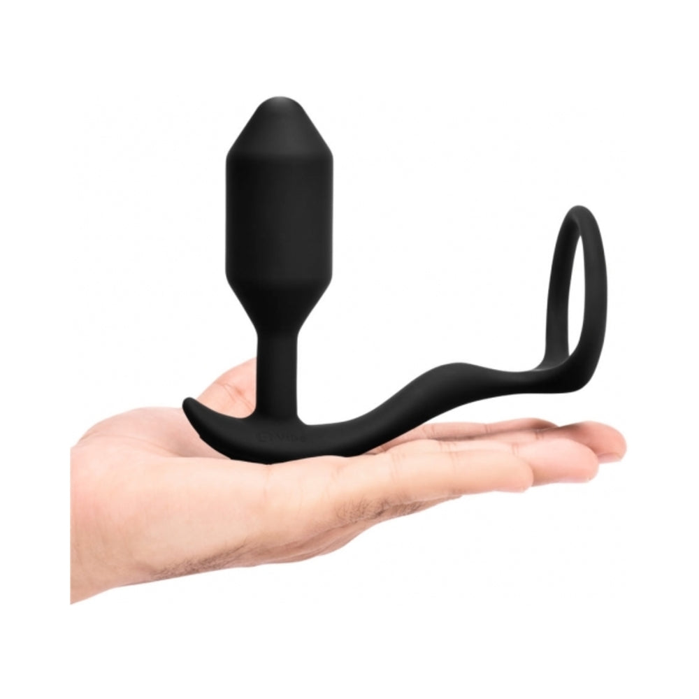 b-Vibe Vibrating Snug & Tug Rechargeable Weighted Silicone Anal Plug with Cockring Black5