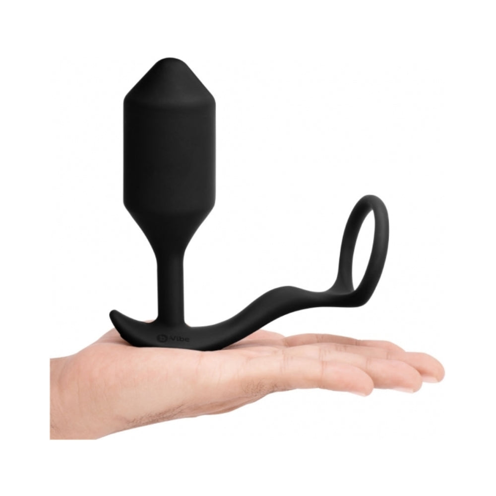 b-Vibe Vibrating Snug & Tug Rechargeable Weighted Silicone Anal Plug with Cockring Black6