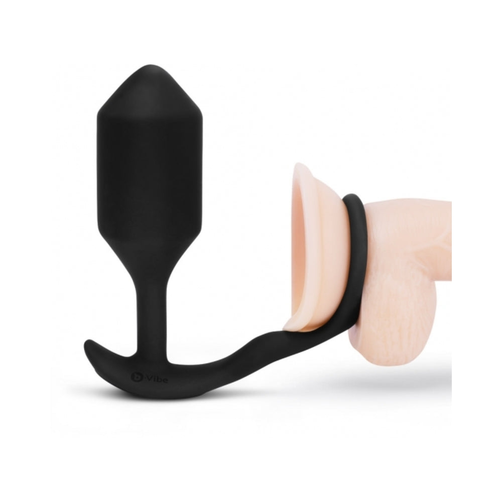 b-Vibe Vibrating Snug & Tug Rechargeable Weighted Silicone Anal Plug with Cockring Black8
