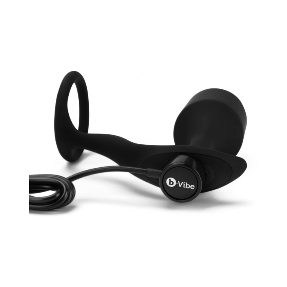 b-Vibe Vibrating Snug & Tug Rechargeable Weighted Silicone Anal Plug with Cockring Black9