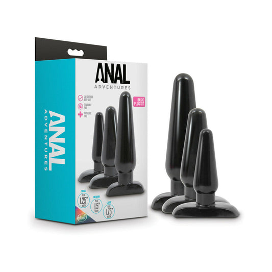 Blush Anal Adventures 3-Piece Basic Plug Kit Black 