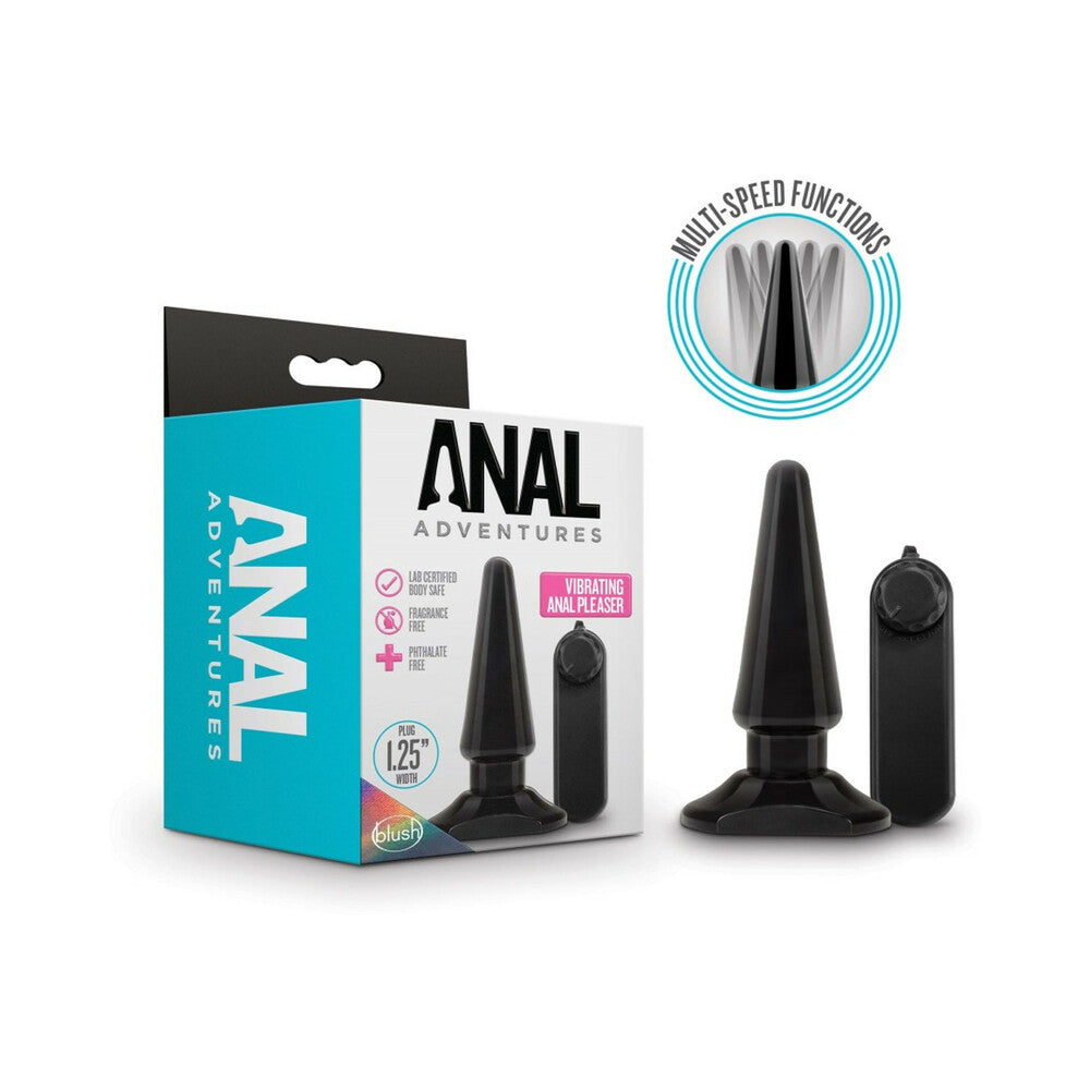Blush Anal Adventures Basic Vibrating Anal Pleaser Remote-Controlled Plug Black 