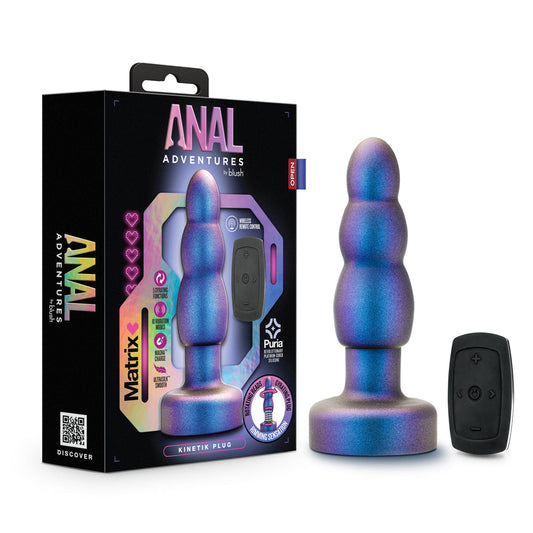 Blush Anal Adventures Matrix Kinetik Plug with Remote Space Age Blue 