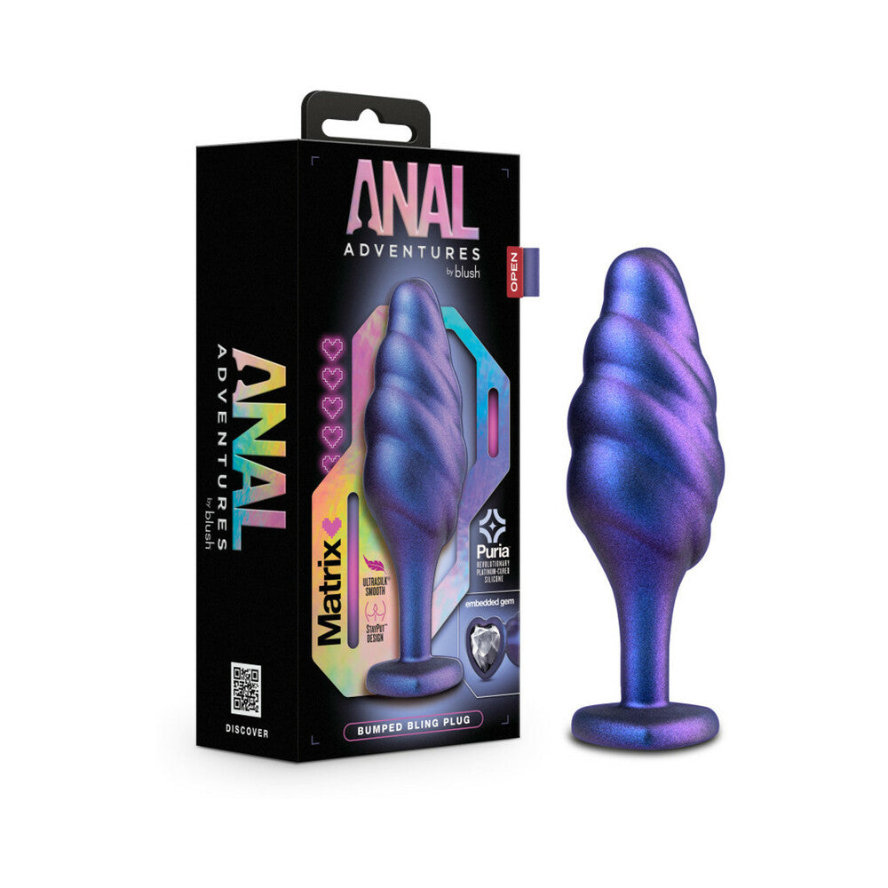 Blush Anal Adventures Matrix Silicone Bumped Bling Plug Sapphire 