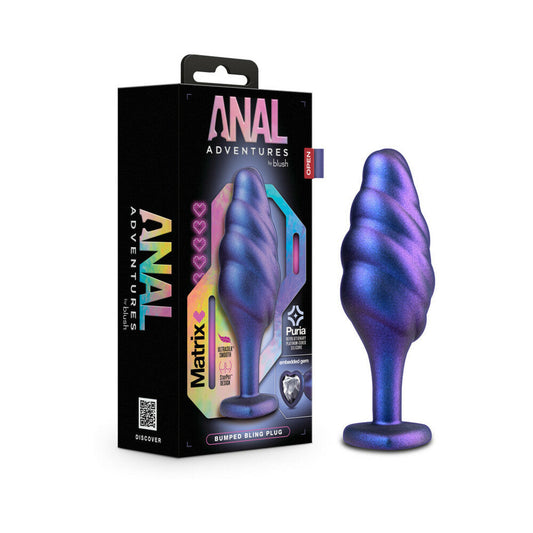 Blush Anal Adventures Matrix Silicone Bumped Bling Plug Sapphire 