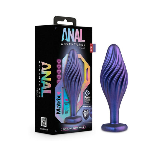 Blush Anal Adventures Matrix Silicone Swirling Bling Plug Sapphire 