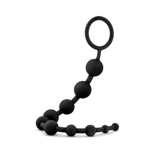Blush Anal Adventures Platinum Silicone 10 Anal Beads Black1