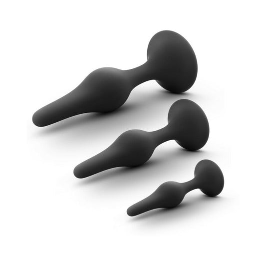 Blush Anal Adventures Platinum Silicone 3-Piece Beginner Plug Kit Black1