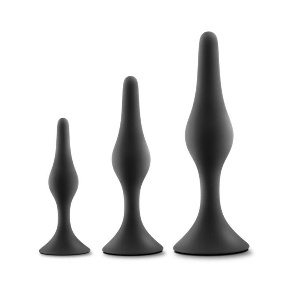 Blush Anal Adventures Platinum Silicone 3-Piece Beginner Plug Kit Black2