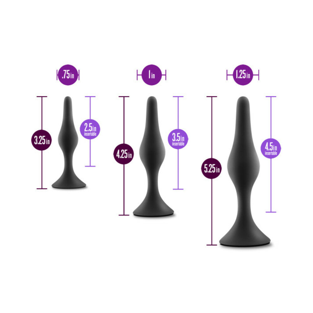 Blush Anal Adventures Platinum Silicone 3-Piece Beginner Plug Kit Black3