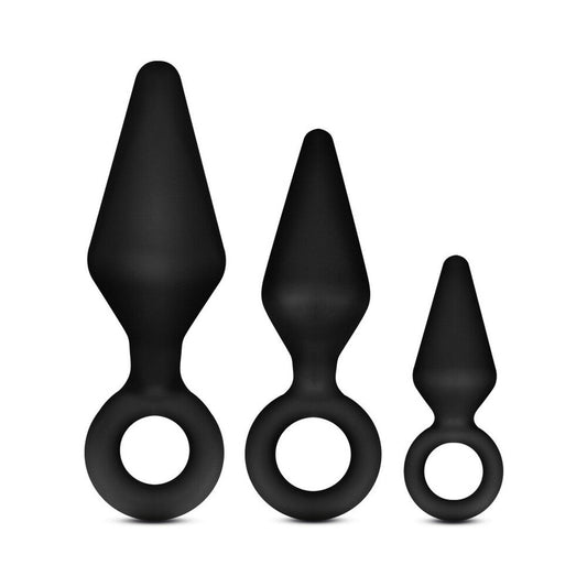 Blush Anal Adventures Platinum Silicone 3-Piece Loop Plug Kit Black1