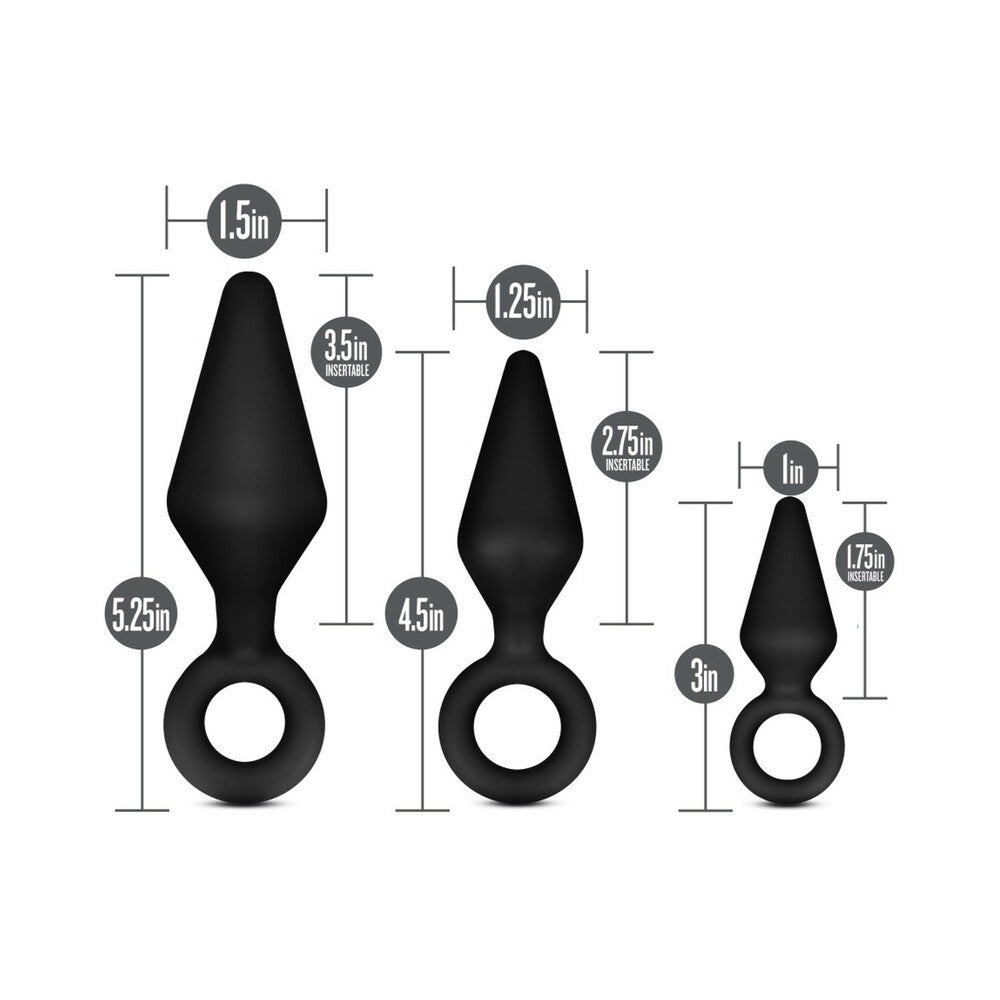 Blush Anal Adventures Platinum Silicone 3-Piece Loop Plug Kit Black5