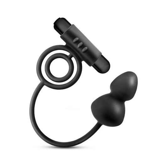 Blush Anal Adventures Platinum Silicone Anal Plug with Vibrating C-Ring Black1