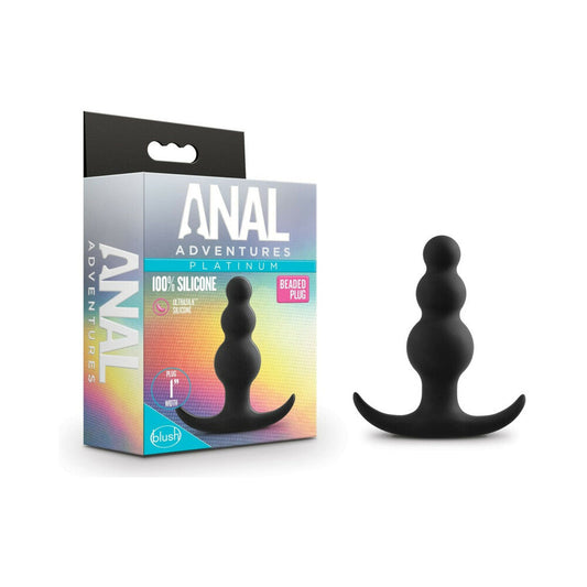 Blush Anal Adventures Platinum Silicone Beaded Plug Black 