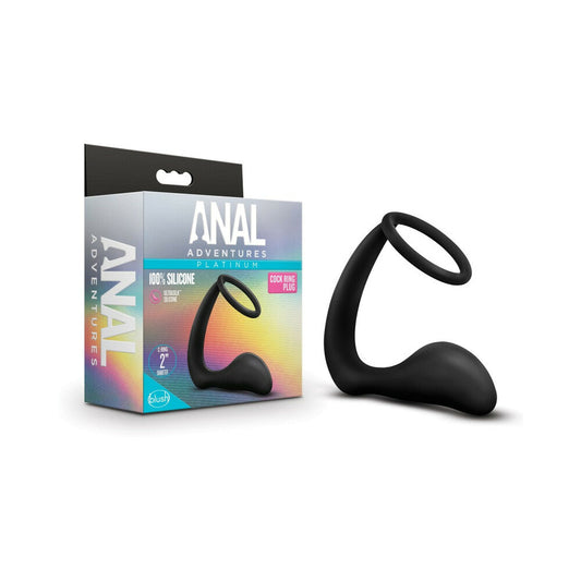 Blush Anal Adventures Platinum Silicone Cock Ring Plug Black 