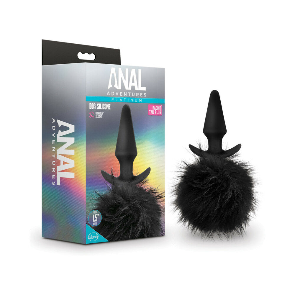 Blush Anal Adventures Platinum Silicone Rabbit Tail Plug Black 