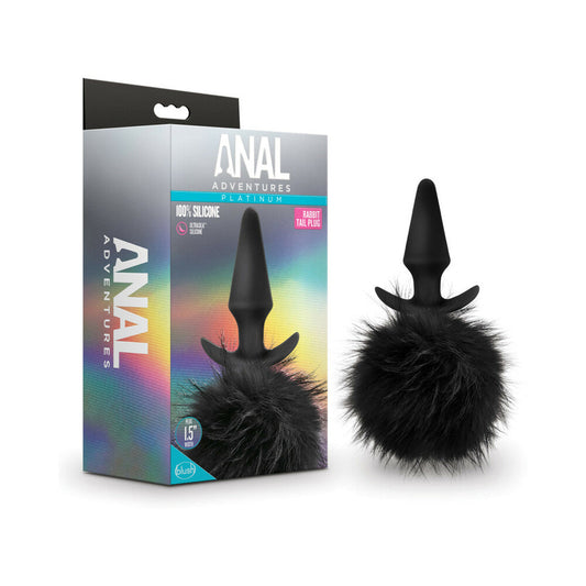 Blush Anal Adventures Platinum Silicone Rabbit Tail Plug Black 