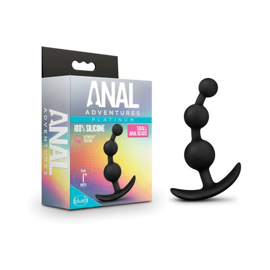 Blush Anal Adventures Platinum Silicone Small Anal Beads Plug Black 