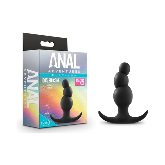 Blush Anal Adventures Platinum Silicone Stacked Plug Black 