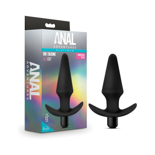 Blush Anal Adventures Platinum Silicone Vibrating Plug Black 