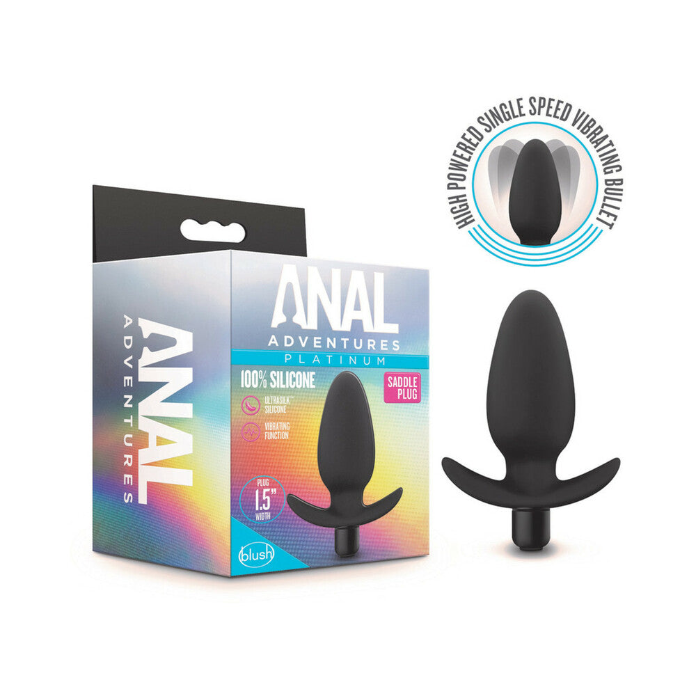 Blush Anal Adventures Platinum Silicone Vibrating Saddle Plug Black 