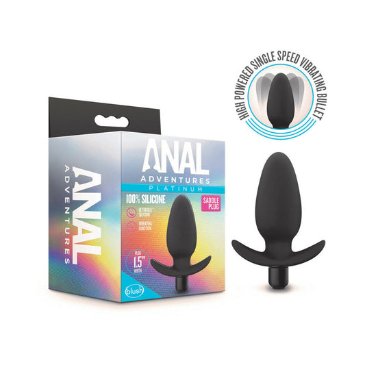 Blush Anal Adventures Platinum Silicone Vibrating Saddle Plug Black 
