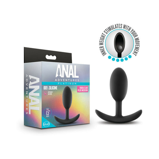 Blush Anal Adventures Platinum Silicone Weighted Vibra Slim Plug Black1